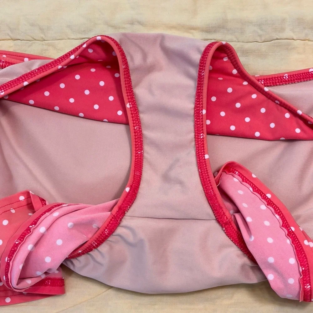 EUC Lands' End Peach Polka Dot Ruffle Swim Skirt, Women Sz 10, Built-in Panty - Picture 12 of 15